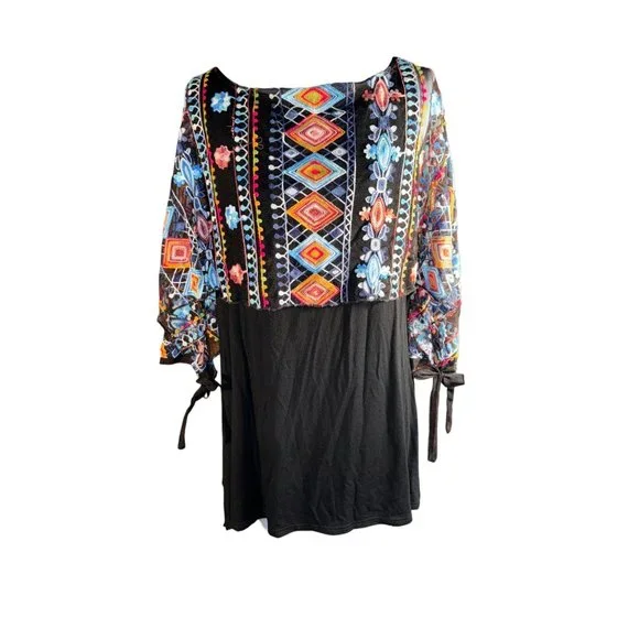 Raozoli Colorful Embroidery Blouse Tunic Women Size Large - Picture 1 of 10